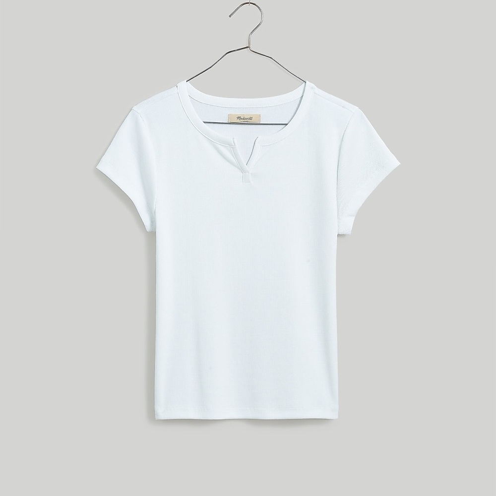 NWT Madewell Brightside Rib Split Neck Tee SZ S